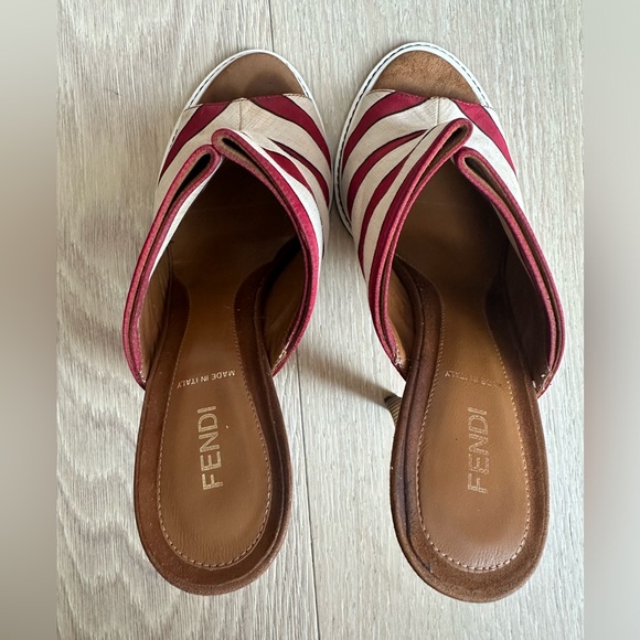 Fendi Striped Satin Mules / Heels IT 39 / US 9 - Picture 6 of 16